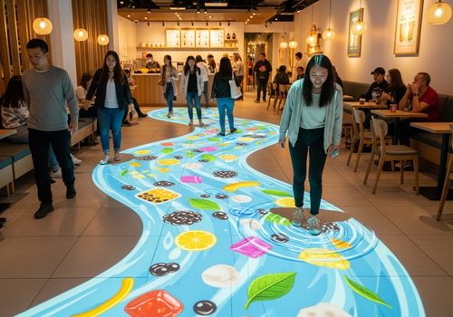 Последние новости компании о 3 шага, чтобы превратить ваш магазин в магнит социальных сетей: Как интерактивная проекция на пол становится магнитом для ваших клиентов